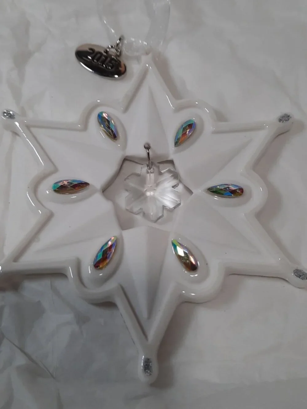 Hallmark Keepsake 2015 Porcelain Snowflake Christmas Ornament Hanging QGO1567